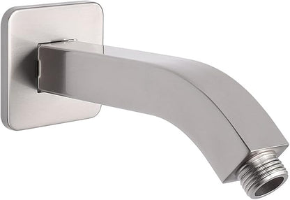 HarJue Shower Arm with Flange and Teflon Tape, Wall Mounted Square Shower Pipe 304 Stainless Steel Extension Arm for Fixed Shower Head & Handheld Shower (6 Inch, Brushed Nickel)