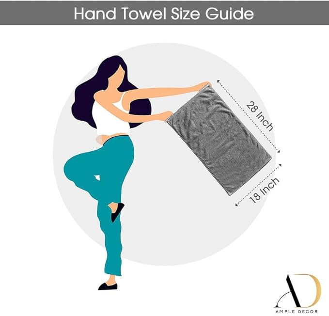 Ample Decor Hand Towel 18 X 28 Inch Pack of 6 600 GSM 100% Cotton,Oeko Tex Certified Soft Absorbent Thick Durable Premium Quality, for Hotel, Bathroom, Spa,Daily Use,Gym-Machine Washable-Yellow