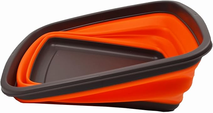 SAMMART 10L (2.6 Gallons) Set of 2 Collapsible Tub - Foldable Dish Tub - Portable Washing Basin - Space Saving Plastic Washtub (Bluish-Green & Orange)