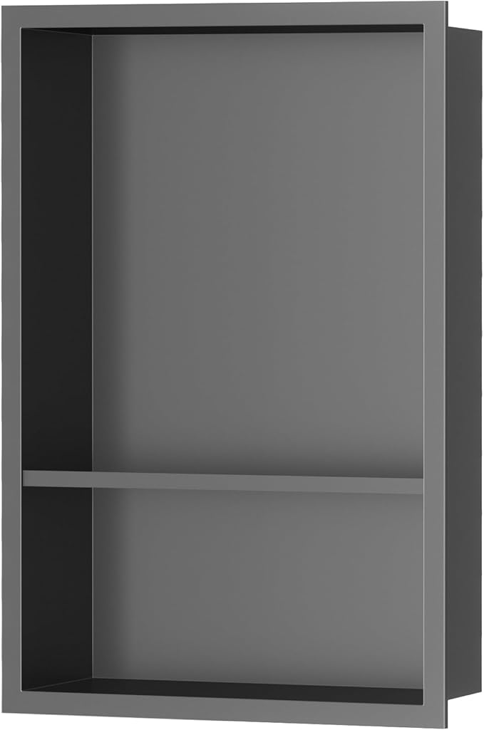 Stainless Steel Shower Niche 18" X 12", No Tile Needed Wall Niche Double Shelves, Recessed Niche Shower for Bathroom Storage, Gun Metal