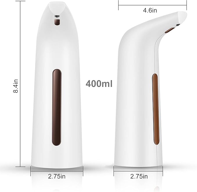 Automatic Soap Dispenser Touchless, TUMAN Pro Battery Operated Electric 14oz/400ml Liquid Hand Soap Dispenser with Motion Sensor, Suitable for Kitchen Bathroom Hotel, IPX6 Waterproof(White)…