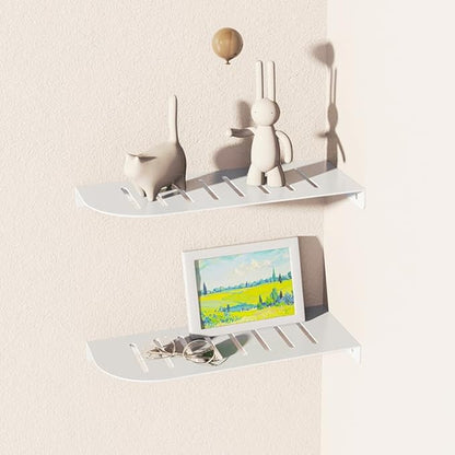 Shower Caddy Hanging, Corner Shelf Bathroom Shelves, Shower Shelf for Tiled Wall, Matte Floating Shelves for Wall, Storage Rack Stainless Steel White 12x5 inch(30x12cm)