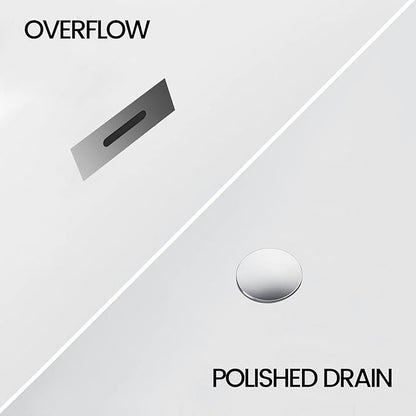 59 Inch Acrylic Freestanding Bathtub, Acrylic Soaking Bathtub with Matte Drain and Overflow, Modern Square Tub, cUPC Certified, Deep Ergonomic Design, Double-Walled Insulation, Easy Installation