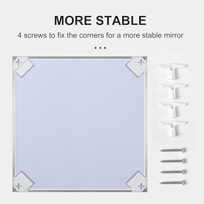 26x36 Inch Silver Bathroom Mirror - Copper-Free Mirror, Aluminum Alloy Frame Vanity Rectangle Wall Mounted Modern Mirror for Bedroom/Living Room/Porch Horizontal or Vertical