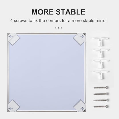 30x40 Inch Silver Bathroom Mirror - Copper-Free Mirror, Aluminum Alloy Frame Vanity Rectangle Wall Mounted Modern Mirror for Bedroom/Living Room/Porch Horizontal or Vertical