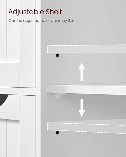 VASAGLE Floor Storage Cabinet, Freestanding Storage Unit with 3 Drawers, 1 Adjustable Shelf, for Bathroom Living Room Dining Kitchen, 11.8 x 23.6 x 31.5 Inches, White UBBC49WT