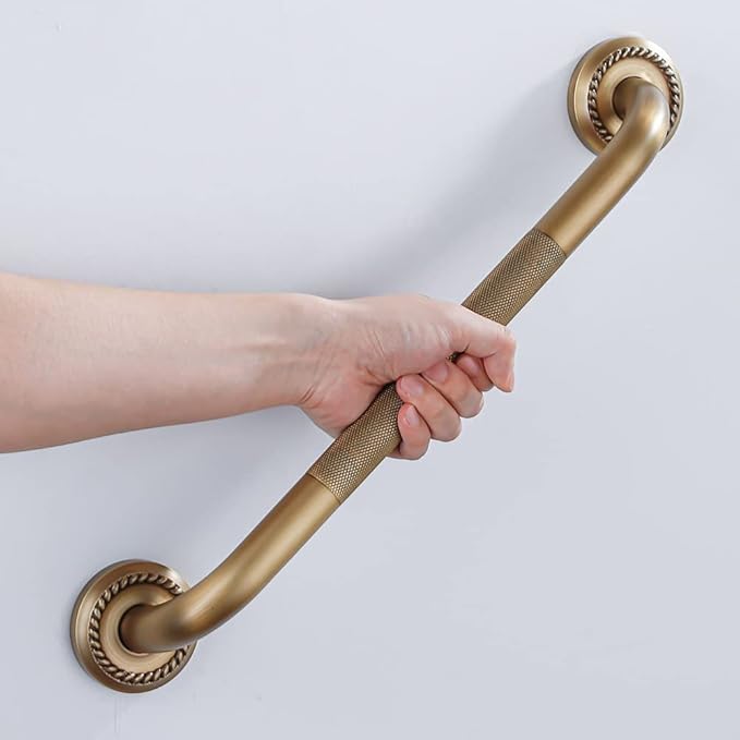 Heavey Duty Grab Bar, 12-Inch Sturdy Hand Rail, Stylish Bathroom Armrest, Antique Brass Finish, Good for Senior, Kids, Elderly