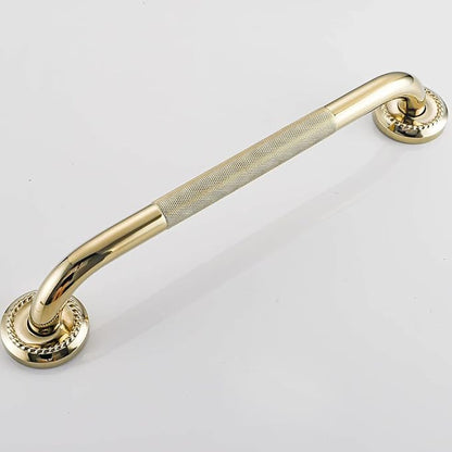 Textured Shower Grab Bar, 12-Inch Bathroom Support Rails, Stylish Safety Armrest Hand Rail, Polished Brass/Gold Finish, Good for Senior, Kids, Elderly