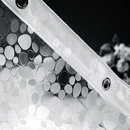 EurCross 72 x 96 inch Extra Long Shower Curtain Liner with 3D Pebble Design, 11G EVA Heavy Duty Plastic Clear Shower Liner Curtains for Bathroom with 5 Magnets