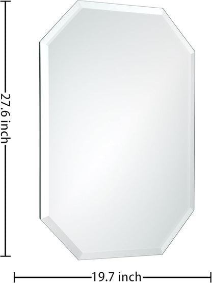 Silver Wall Mirror-Beveled Edge Frameless Mirror for Bathroom, Vanity, Bedroom, Rectangle Mirrors （20X28inch）
