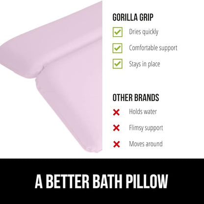 GORILLA GRIP Bath Pillow for Tub, Improved Suction Cups, Luxury Bathtub Pillows, Headrest for Neck and Back Support, Relaxing Home Spa, Hot Tubs and Bathroom Essentials, Gifts for Women, 2 Panel Pink