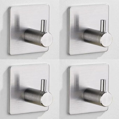 Adhesive Hooks Heavy Duty Wall Hooks Waterproof Stainless Steel Hooks for Hanging Coat, Hat,Towel Robe Hook Rack Wall Mount- Bathroom and Bedroom