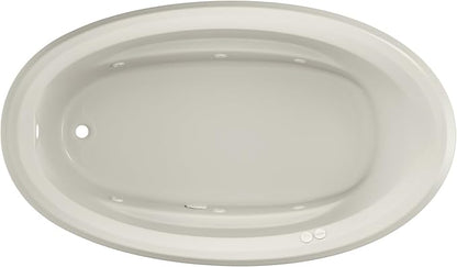 Jacuzzi SIGNATURE Acrylic Drop-In Bathtub, Heated Jet Massage Tub, Slip Resistant, Left Drain Placement, 71" (L) x 41" (W), Oval, Oyster