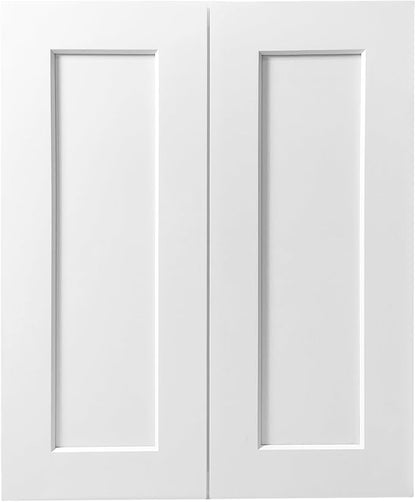 27 Inch Laundry Room Cabinets Wall Mounted, Solid Wood Over The Toilet Storage Cabinet, Bathroom Organizer Cabinets with 2 Shaker Door & 3 Shelves, Easy to Assemble for Kitchen, Garage - White