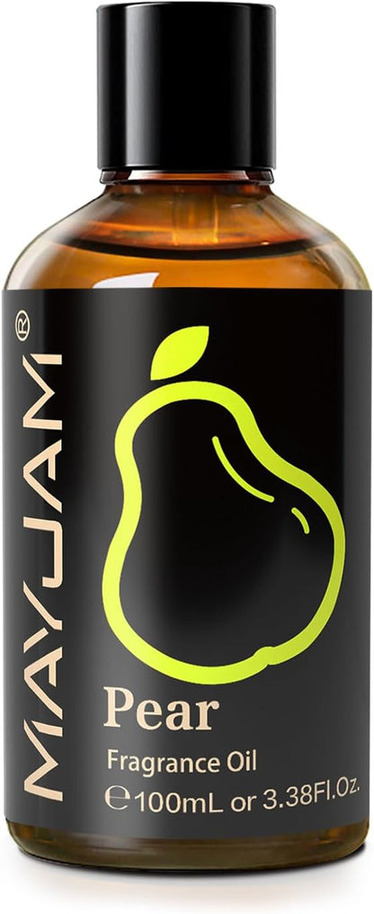 MAYJAM 100ML/3.38FL.OZ Pear Fragrance Oils with Glass Dropper, Essential Oils for Diffusers for Home, Long Lasting Scented Oils for Diffusers Soap Candle Making