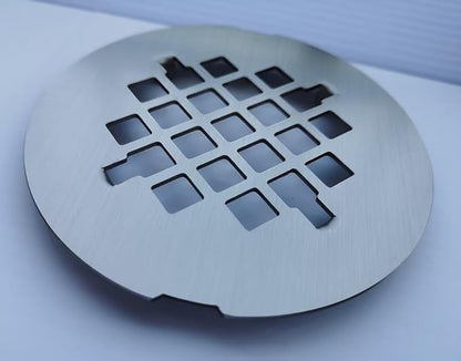 4-1/4 inches Snap-On Round Shower Drain Cover, Stainless Steel (Brushed Nickel)