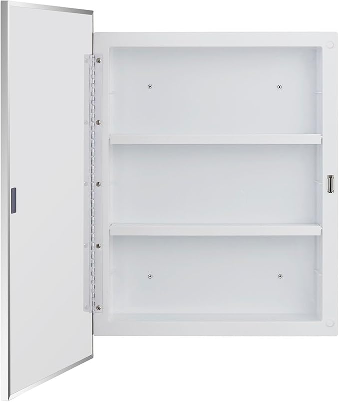 Plastic Bathroom Medicine Cabinet with Framed Mirror 16 x 22 inch, Surface and Recessed Mount
