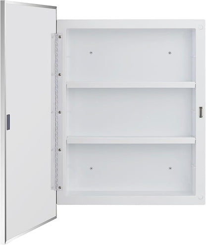 Plastic Bathroom Medicine Cabinet with Framed Mirror 16 x 22 inch, Surface and Recessed Mount