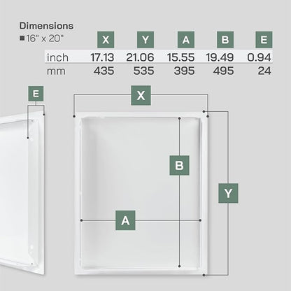 Vent Systems 16'' x 20'' Inch White Stainless Steel Access Panel - Easy Access Doors - Access Panel for Drywall, Wall, Electrical and Plumbing Service Door