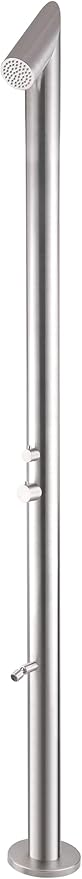 Kelica 316 Marin-Grade Outdoor Shower Fixture for Backyard Garden Beach Poolside, Free Standing Outside Shower Faucet Rain Shower Head & Foot Rinse, Brushed Nickel