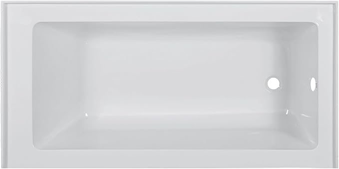 Fine Fixtures Acrylic, Fiberglass Alcove Soaking Bathtub with Integral Apron Front - Drain Included (48" x 32", Right Hand, White)