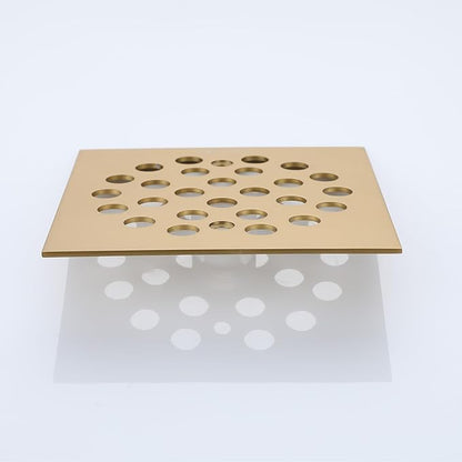 Square Style 4-1/4 inch Screw-in Shower Drainer Cover Floor Drainer Grates with Screws Brushed Golden
