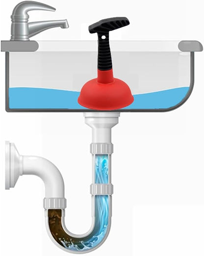 Sink Plunger, Easy to use Mini Plunger with Short Handle, Powerful Plunger Unclogging Tool for Kitchen Sink, Shower, Bathroom Drains, Bath, Red