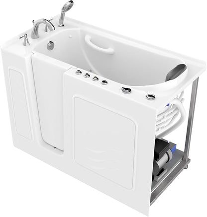 ANZZI Left Drain Walk-In Bathtub with 15 Whirlpool Jets in White | 53-60 x 26 in 115 Bubble Massage Jetted Hot Bath Tub with Waterfall Tub Filler Faucet and Handheld Shower Sprayer | AMZ5326LWD