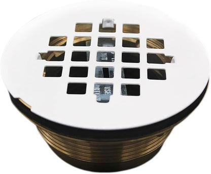 Westbrass SP6036WB-50 60" x 36" 3-Wall Shower Pan with Solid Brass Center Drain and 4-1/4" Cross Grid Brass Drain Cover, Powder Coat White