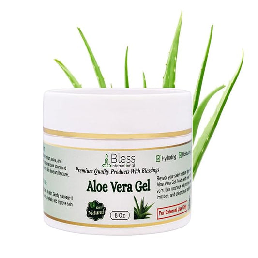 Bless International-Organic-Aloe-Vera-Gel 96%-Pure-Freshly-Made-Within-12-Hours-Of-Harvest Perfect-For-Face-Body-Scalp-&-Hair-Hydration Soothing-Moisturizer-For-Sunburn-And-After-Sun-Care-8-oz