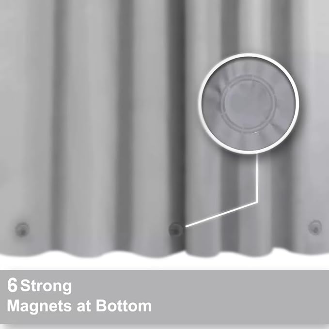 Grey Shower Curtain Liner,PEVA Shower Liner for Bathtubs Waterproof Bathroom Curtain with Weighted Stones 72 W x 72 H Inches,Plastic