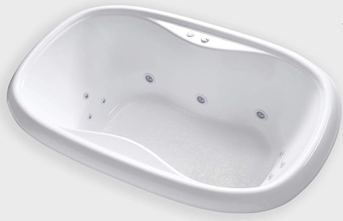 Carver Tubs - TOD6841 - Modern Acrylic Fiberglass Whirlpool Tub Water Massage Bathtub, w/ 12 Jet - White Acrylic Spacious Two Person Oval Tub - Deep Relaxing Soak - 68"L x 41"W x 20"H