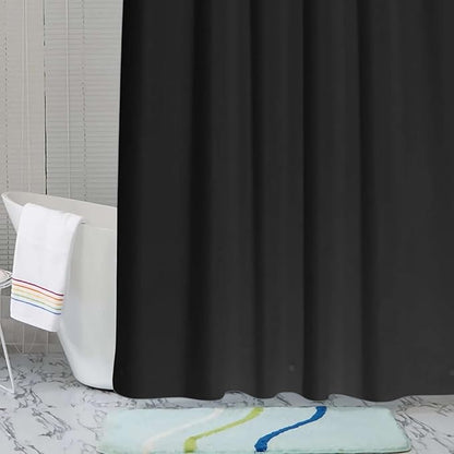 Black Plastic Shower Curtain Liner 60W x 72H Inches,PEVA Shower Liner for Bathtubs Waterproof Bathroom Curtain with Weighted Stones