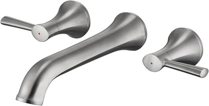 Tub Filler Wall Mount Roman Tub Faucet Brushed Nickel Brass Bathtub Faucets with 2 Handles