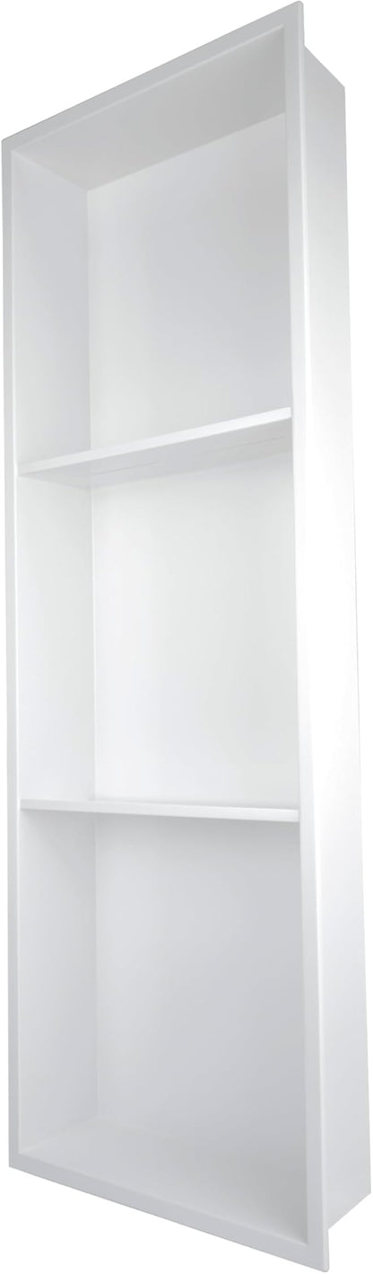 No Tile Needed Shower Niche for Bathroom Storage,Recessed Wall Niche,Three-Tier Shelves,Stainless Steel 12"×30" Matte White (White, 30 * 12 in)
