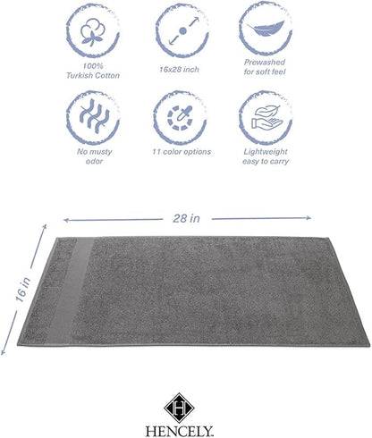 Hencely Luxury Hand Towel - Set of 2 (16x28 Inches) - Soft Turkish Cotton, Absorbent, Quick-Drying Face, Body, Kitchen, and Bathroom Towel (Hand Towels 2 Pack, Gray)