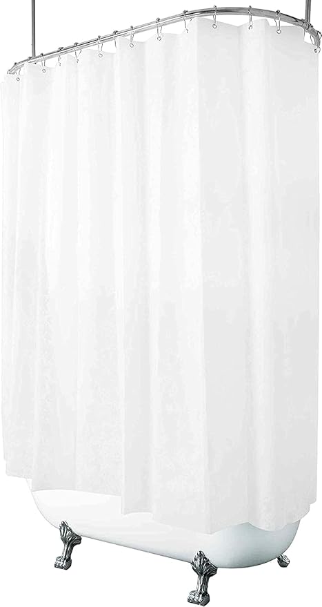 Clawfoot Tub Shower Curtain 180x70 Inch White Liner All Warp Around Extra Wide 36 Metal Hooks Vinyl Bath Curtain for Clawfoot Stand Up Tub Bathroom PEVA Waterproof Liner