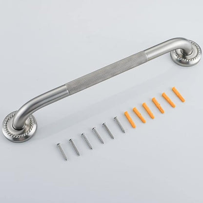 Anti Slip Shower Grab Bar, 18-Inch Toilet Textured Sturdy Hand Rail, Stylish Bathroom Armrest, Brushed Nickel Finish, Multi Function Assist Handle