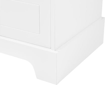 Favfurish 68" Tall Bathroom Storage Cabinet with Doors and 4 Drawers,Modern Linen Cabinets w/Adjustable Shelves & Anti-Tipping Device,Freestanding Organizer for Bath Room,Study,Office,Kitchen White