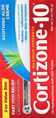 Cortizone 10 Maximum Strength Anti-Itch Cream with Soothing Aloe, 1% Hydrocortisone Creme, 2 oz. (Pack of 2)