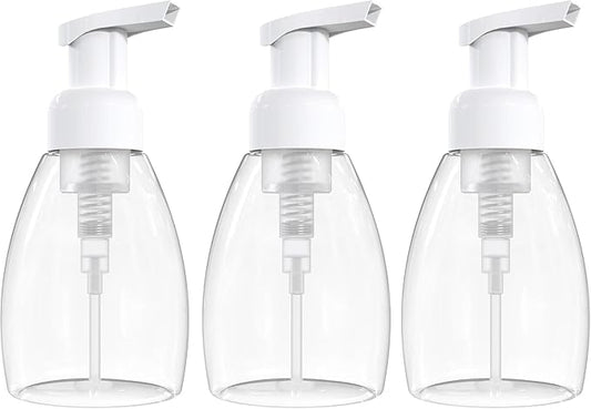 BRIGHTFROM Foaming Soap Dispenser Pump Bottles, BPA Free Empty Refillable Plastic Container for Liquid Soap - Kitchen, Bathroom, Commercial - 8oz (250ml) Pack of 3, Clear