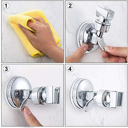 Adjustable Shower Head Holder, Bathroom Suction Cup Handheld Shower Head Bracket, Removable Handheld Showerhead & Wall Mounted Suction Bracket (Two Packs)