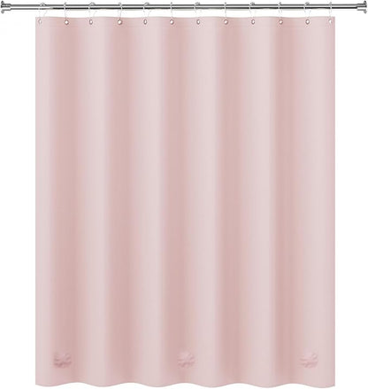 AmazerBath Light Pink Shower Curtain Plastic 72x72 Inches, Premium PEVA Shower Curtain Pink, 8G Heavy Duty Shower Curtains for Bathroom with 3 Big Weighted Stones and 12 Rustproof Grommets