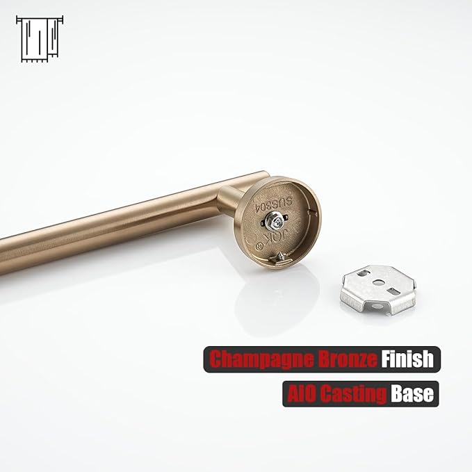 JQK Champagne Bronze Towel Bar, 27 Inch 304 Stainless Steel Thicken 0.8mm Towel Rack Bathroom, Towel Holder Wall Mount, Useable Length 24 Inch, TB110L24-CB