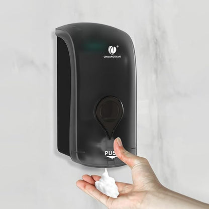 Foaming Hand Soap Dispenser, 35oz (1000ml) Manual Refillable Wall Mount Soap Dispenser, Durable ABS Plastic, for Commercial/Home/Bathroom/Kitchen, Semi-Transparent Black, CHUANGDIAN