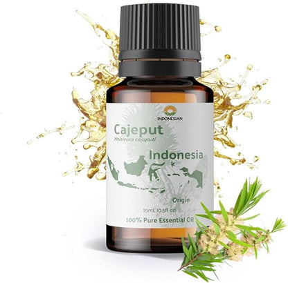 Cajeput Essential Oil (15ml) - Direct from Central Java, Indonesia - Essential Oils for Diffusers Aromatherapy; Essential Oils for Body; Massage Oils | 100% Pure Therapeutic Grade