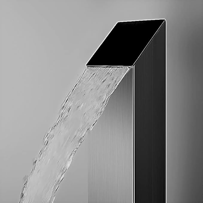 Toorak Black 316 Marine Grade Stainless Steel Massage Outdoor Shower Pane Swimming Pool Backyard Bathroom Hot & Cold Rainfall Hand Held Wall Mounted or Free Standing Outside Shower