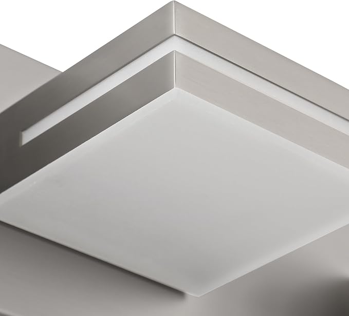 SineRise LED Modern Bathroom Vanity Light Fixtures (2-Light, 15.5-Inch), Brushed Nickel Modern Acrylic Bathroom Wall Lighting Fixtures Over Mirror (Cool White 6000K)