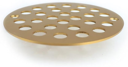 4 Inch Screw-in Round Shower Drain Cover Replacement Floor Drainer with Screws (Brushed Golden)