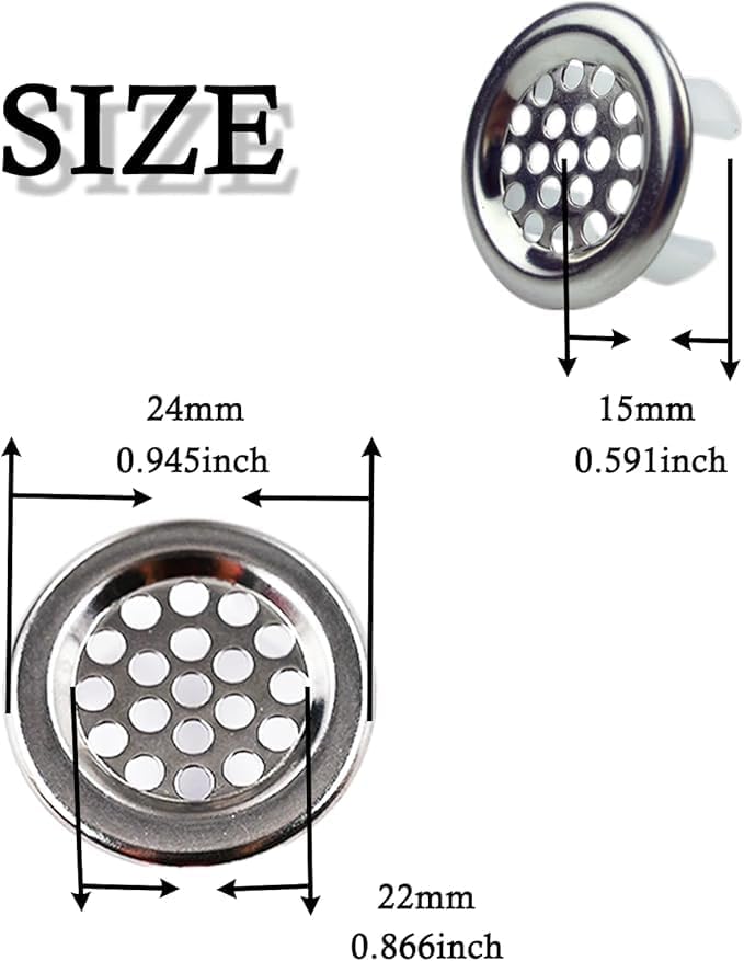 4 Pack Sink Overflow Trim-Ring Stainless Steel Bathroom Kitchen Basin Hole Insert, Honeycomb Round Cap (Silver)